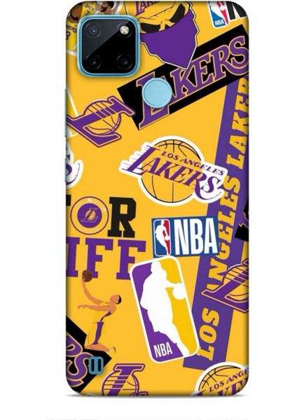 Realme C21Y Kılıf Basketbolcular 11 Sarı Mor Los Angeles 4K Baskılı Kılıf