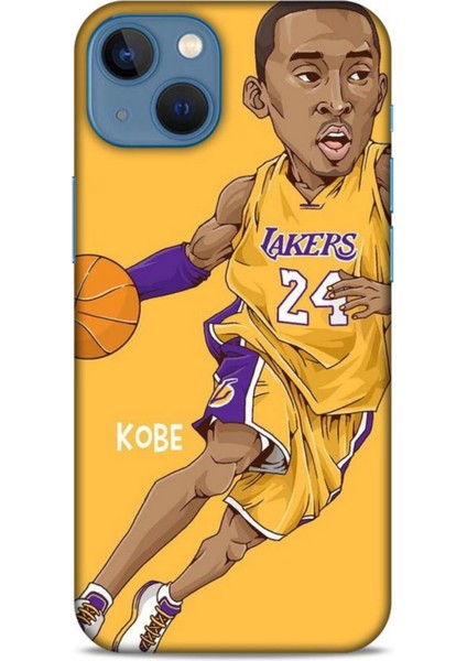 Apple iPhone 13 Mini Kılıf Basketbolcular 10 Laker 24 Mor Sarı Full Hd Kılıf