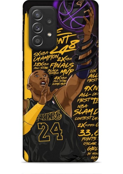 Samsung Galaxy A52S Kılıf Basketbolcular 7 Kobe 24 Siyah Sarı Desenli Kılıf