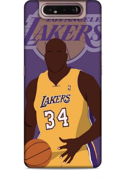 Samsung Galaxy A80 Kılıf Basketbolcular 24 Lakers Kahverengi Darbe Emici Kılıf