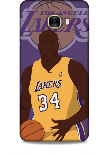 Samsung Galaxy C7 Kılıf Basketbolcular 24 Lakers Kahverengi Darbe Emici Kılıf