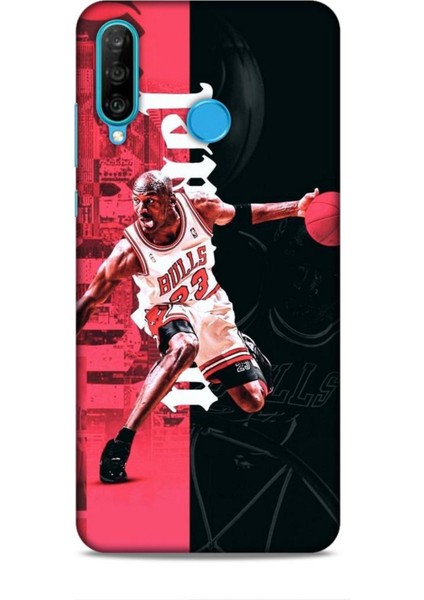 Huawei P30 Kılıf Basketbolcular 5 Jordan Bulls Beyaz Koruma Kılıfı