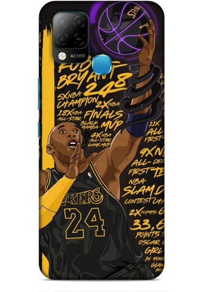 Infinix Hot 10T Kılıf Basketbolcular 7 Kobe 24 Siyah Sarı Desenli Kılıf
