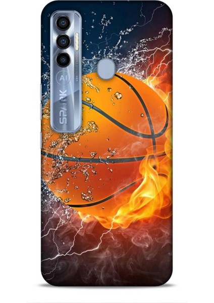 Tecno Spark 7 Pro Kılıf Basketbolcular 30 Basketbol Topu Kenarları Şeffaf Kapak