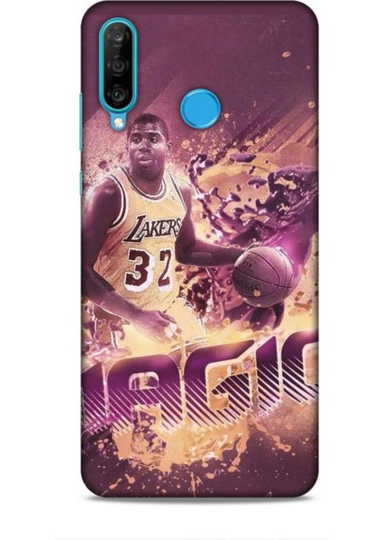 Huawei P30 Lite Kılıf Basketbolcular 21 Magic Johnson Darbe Önleyici Kapak