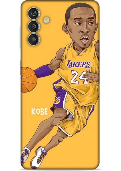 Samsung Galaxy M13 Kılıf Basketbolcular 10 Laker 24 Mor Sarı Full Hd Kılıf