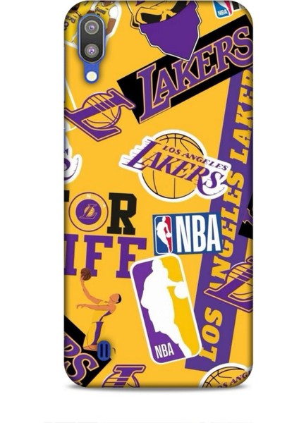 Samsung Galaxy M10 Kılıf Basketbolcular 11 Sarı Mor Los Angeles 4K Baskılı Kılıf