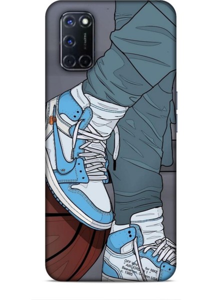 Oppo A52 Kılıf Basketbolcular 3 Ayakkabı Mavi Arka Kapak