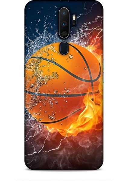Oppo A5 2020 Kılıf Basketbolcular 30 Basketbol Topu Kenarları Şeffaf Kapak