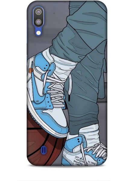 Samsung Galaxy M10 Kılıf Basketbolcular 3 Ayakkabı Mavi Arka Kapak