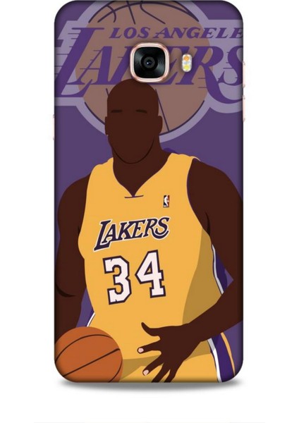 Samsung Galaxy C5 Kılıf Basketbolcular 24 Lakers Kahverengi Darbe Emici Kılıf