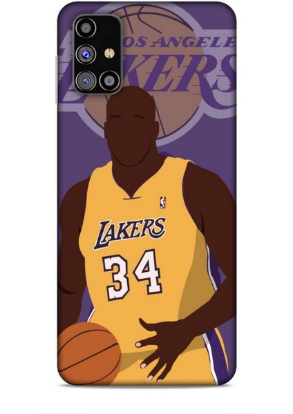 Samsung Galaxy M31S Kılıf Basketbolcular 24 Lakers Kahverengi Darbe Emici Kılıf
