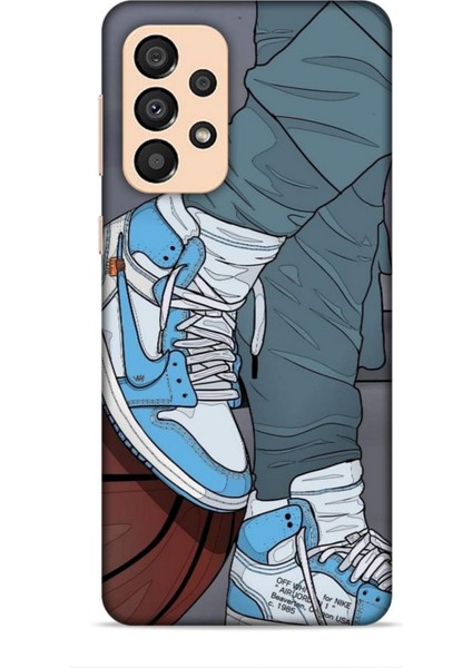 Samsung Galaxy A34 5g Kılıf Basketbolcular 3 Ayakkabı Mavi Arka Kapak