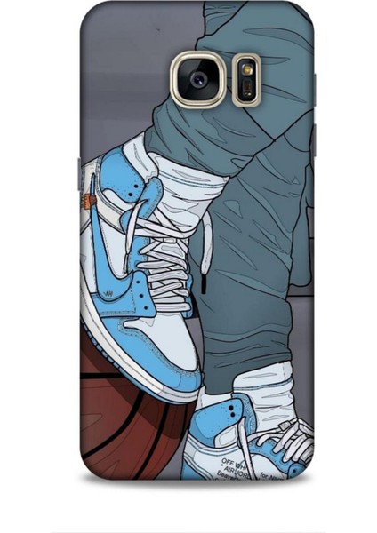 Samsung Galaxy S7 Kılıf Basketbolcular 3 Ayakkabı Mavi Arka Kapak