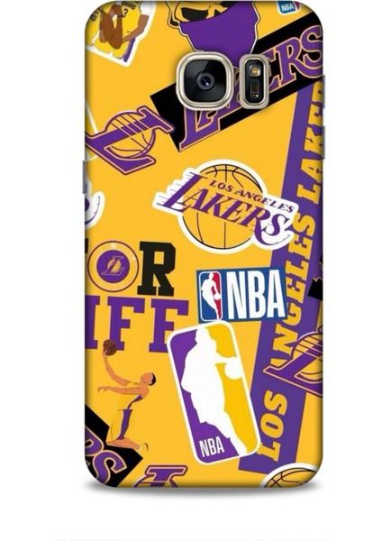 Samsung Galaxy S7 Kılıf Basketbolcular 11 Sarı Mor Los Angeles 4K Baskılı Kılıf