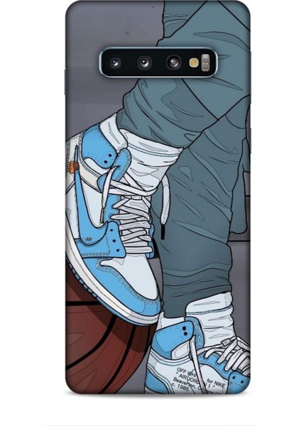 Samsung Galaxy S10 Kılıf Basketbolcular 3 Ayakkabı Mavi Arka Kapak