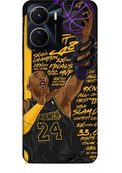 Vivo Y16 Kılıf Basketbolcular 7 Kobe 24 Siyah Sarı Desenli Kılıf