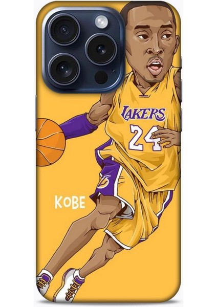 Apple iPhone 15 Pro Kılıf Basketbolcular 10 Laker 24 Mor Sarı Full Hd Kılıf