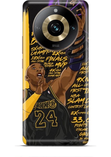 Realme 11 Pro Plus Kılıf Basketbolcular 7 Kobe 24 Siyah Sarı Desenli Kılıf