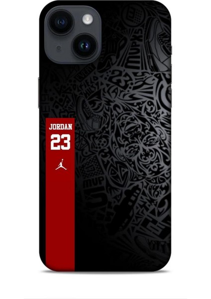 Apple iPhone 14 Kılıf Basketbolcular 4 Jordan 23 Siyah Kırmızı Silikon Kılıf