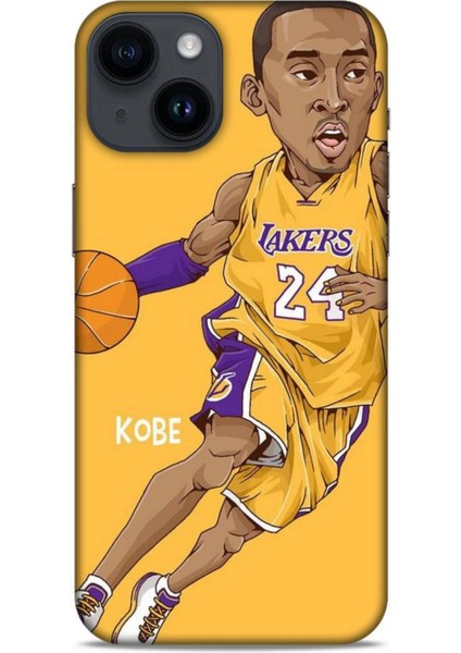 Apple iPhone 14 Kılıf Basketbolcular 10 Laker 24 Mor Sarı Full Hd Kılıf