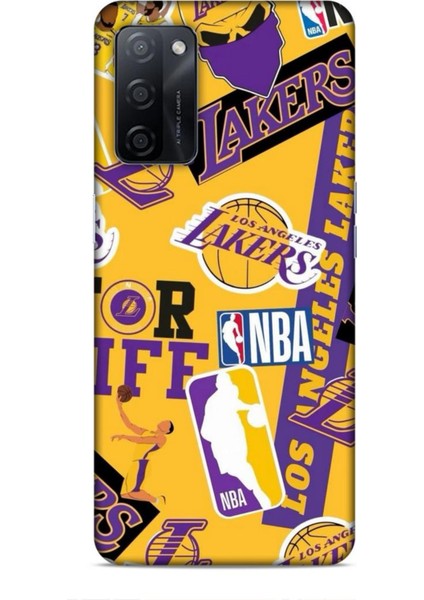 Oppo A5S Kılıf Basketbolcular 11 Sarı Mor Los Angeles 4K Baskılı Kılıf