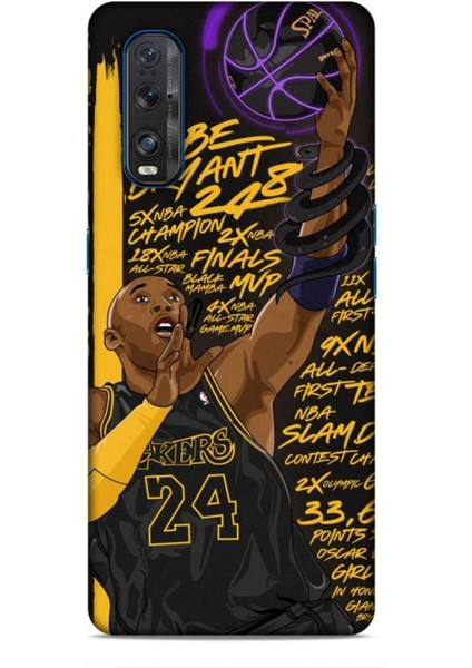 Oppo Find X2 Kılıf Basketbolcular 7 Kobe 24 Siyah Sarı Desenli Kılıf