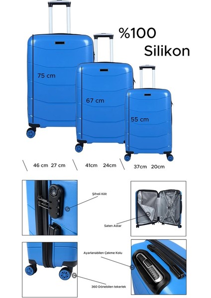Ultra Hafif Kırılmaz Silikon Büyük Boy Valiz Siyah+Etiket Hediyeli! indirimleri