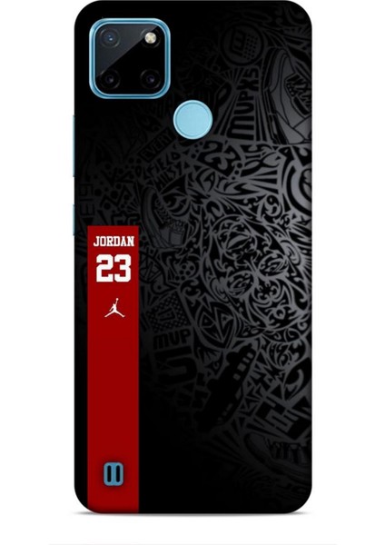 Realme C21Y Kılıf Basketbolcular 4 Jordan 23 Siyah Kırmızı Silikon Kılıf