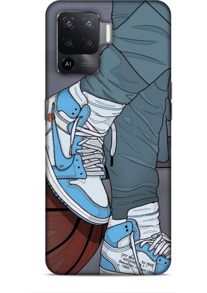 Oppo Reno 5 Lite Kılıf Basketbolcular 3 Ayakkabı Mavi Arka Kapak