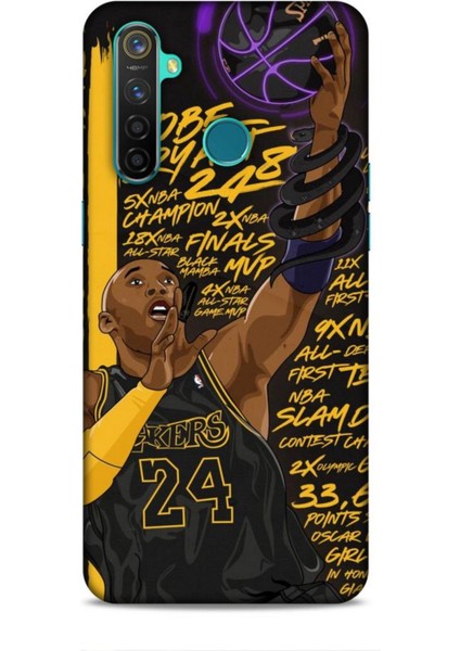 Realme 5 Pro Kılıf Basketbolcular 7 Kobe 24 Siyah Sarı Desenli Kılıf