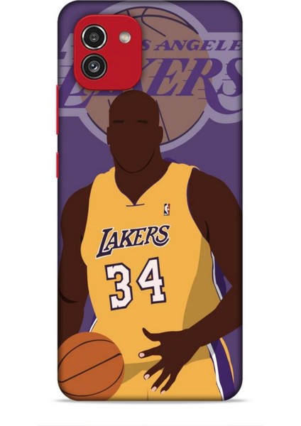 Samsung Galaxy A03 Kılıf Basketbolcular 24 Lakers Kahverengi Darbe Emici Kılıf