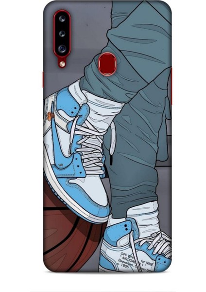 Samsung Galaxy A20S Kılıf Basketbolcular 3 Ayakkabı Mavi Arka Kapak