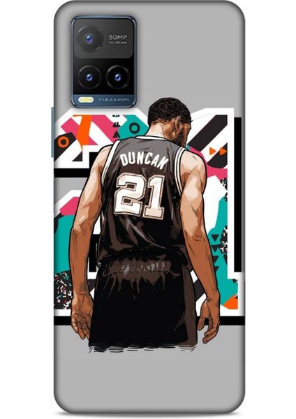 Vivo Y21 Kılıf Basketbolcular 27 Duncan 21 Gri Lazer Kesim Silikon
