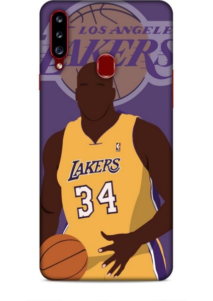 Samsung Galaxy A20S Kılıf Basketbolcular 24 Lakers Kahverengi Darbe Emici Kılıf