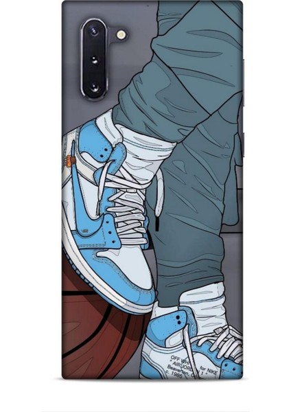 Samsung Galaxy Note 10 Kılıf Basketbolcular 3 Ayakkabı Mavi Arka Kapak