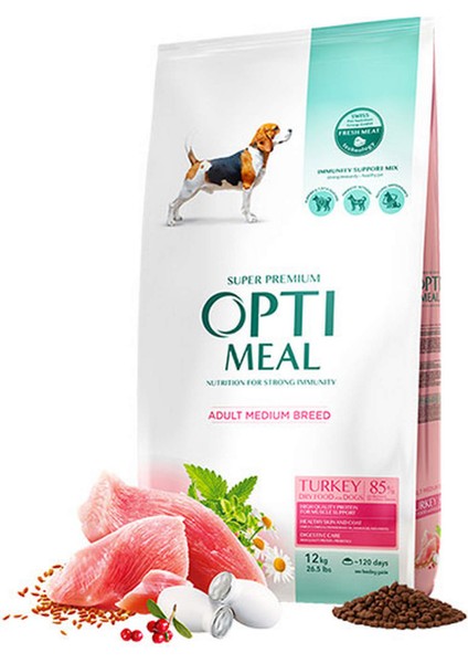 Süper Premium Hindili Orta Irk Yetişkin Köpek Maması 12 kg 276097