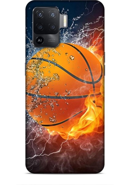 Oppo Reno 5 Lite Kılıf Basketbolcular 30 Basketbol Topu Kenarları Şeffaf Kapak