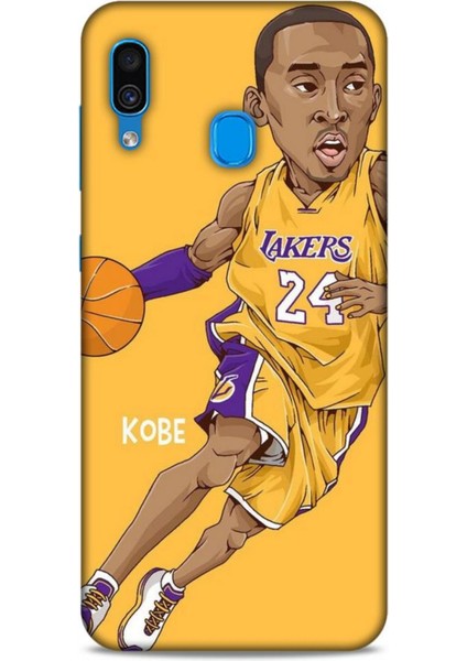 Samsung Galaxy A30 Kılıf Basketbolcular 10 Laker 24 Mor Sarı Full Hd Kılıf
