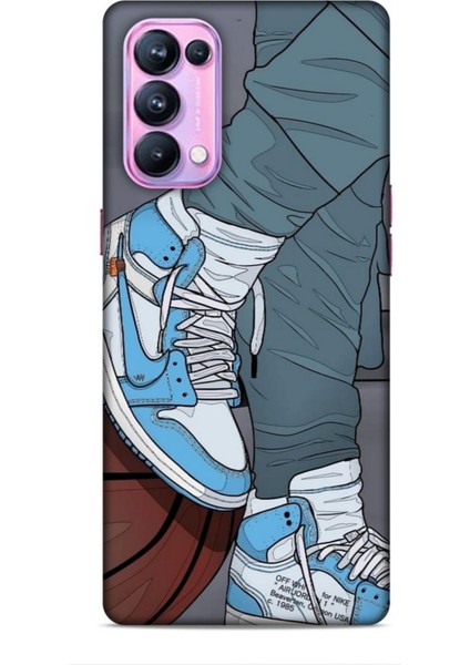 Oppo Reno 5 Pro Kılıf Basketbolcular 3 Ayakkabı Mavi Arka Kapak