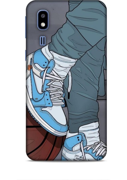 Samsung Galaxy A2 Core Kılıf Basketbolcular 3 Ayakkabı Mavi Arka Kapak