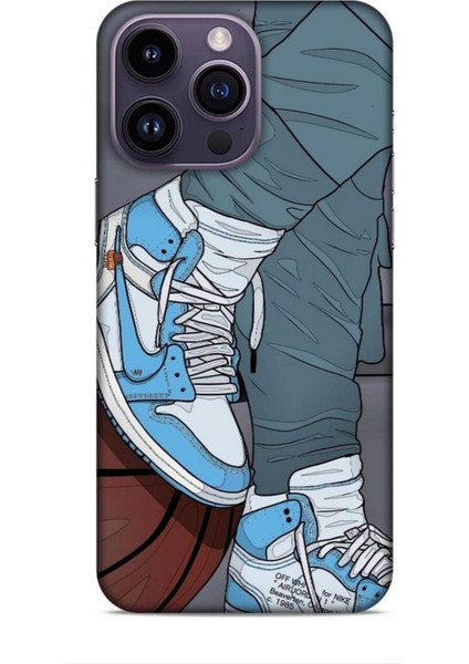 Apple iPhone 14 Pro Max Kılıf Basketbolcular 3 Ayakkabı Mavi Arka Kapak