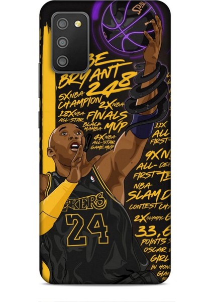 Samsung Galaxy M02S Kılıf Basketbolcular 7 Kobe 24 Siyah Sarı Desenli Kılıf