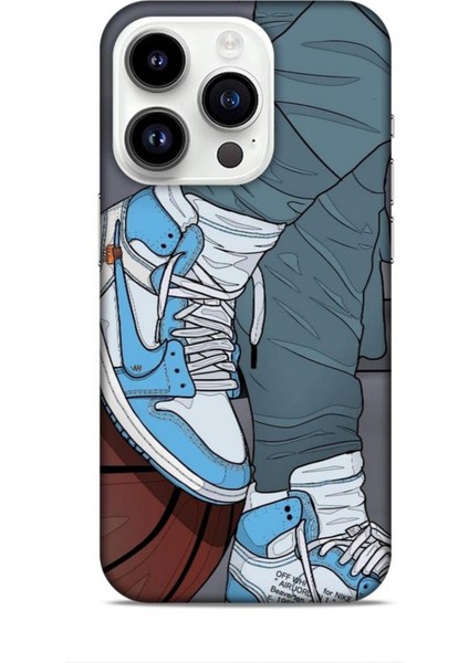 Apple iPhone 14 Pro Kılıf Basketbolcular 3 Ayakkabı Mavi Arka Kapak