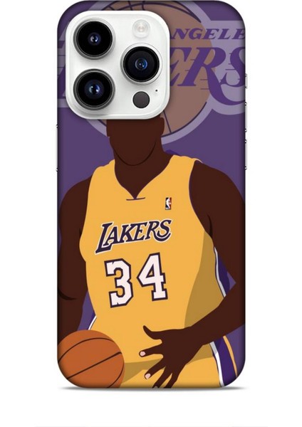 Apple iPhone 14 Pro Kılıf Basketbolcular 24 Lakers Kahverengi Darbe Emici Kılıf
