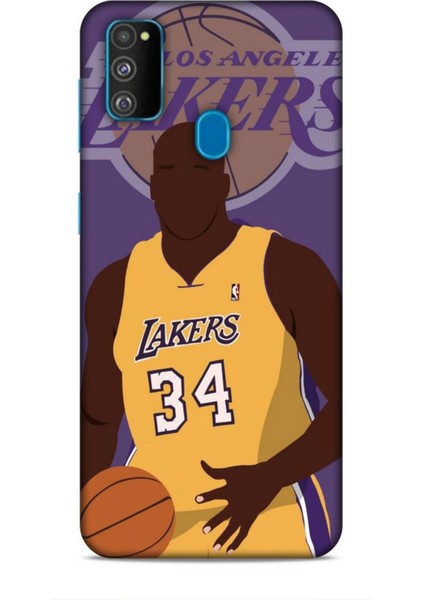 Samsung Galaxy M30S Kılıf Basketbolcular 24 Lakers Kahverengi Darbe Emici Kılıf