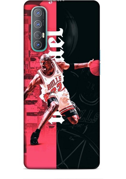 Oppo Reno 3 Pro Kılıf Basketbolcular 5 Jordan Bulls Beyaz Koruma Kılıfı