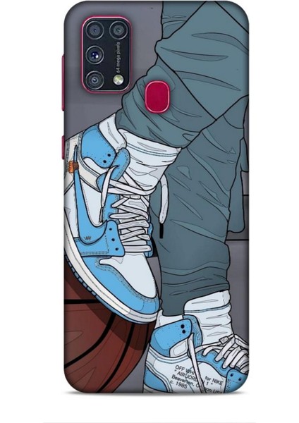Samsung Galaxy M31 Kılıf Basketbolcular 3 Ayakkabı Mavi Arka Kapak