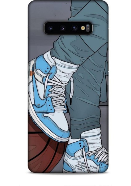 Samsung Galaxy S10 Plus Kılıf Basketbolcular 3 Ayakkabı Mavi Arka Kapak