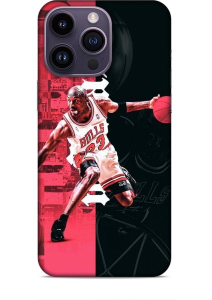 Apple iPhone 14 Pro Max Kılıf Basketbolcular 5 Jordan Bulls Beyaz Koruma Kılıfı